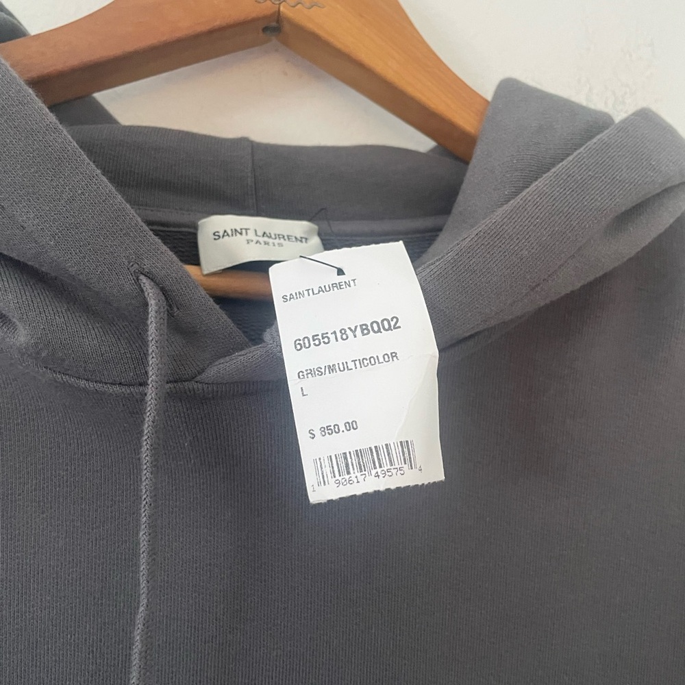 Authentic Saint Laurent Luxury Malibu Charcoal Hoodie with Palm Tree Graphic - Picture 7 of 13